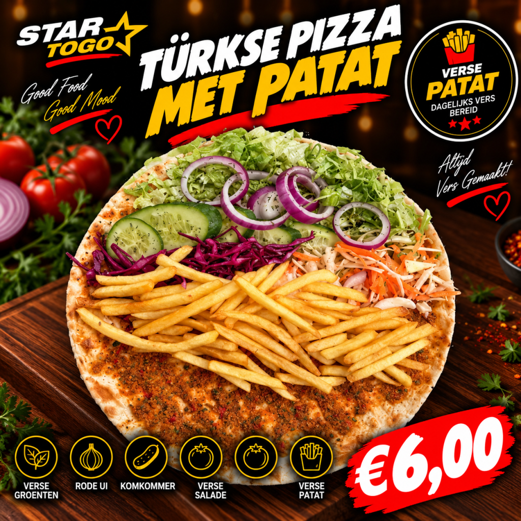 Turkse pizza met patat